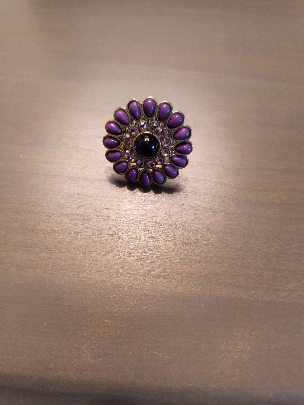 Vintage Purple Floral Statement Ring - Women Jewelry